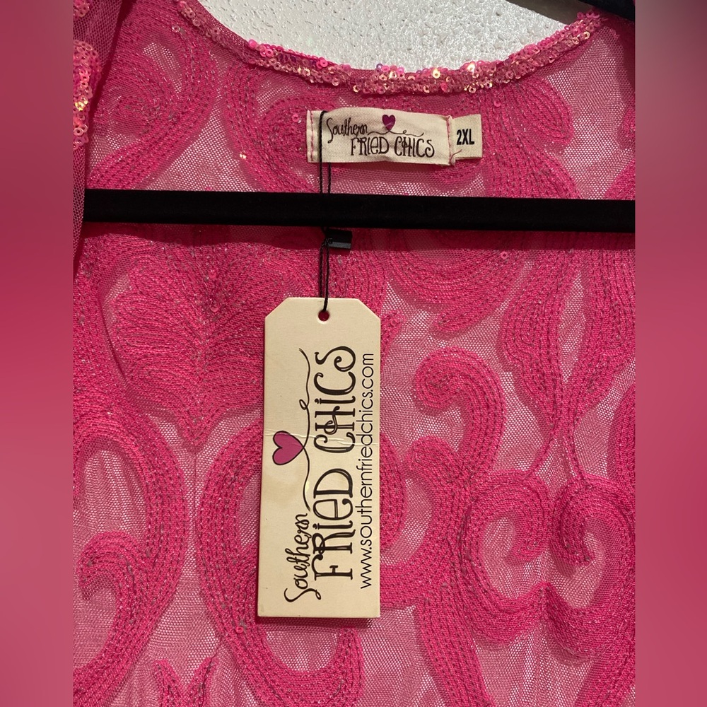 Southern Fried Chics Hot Pink Sequin Duster - Picture 6 of 10